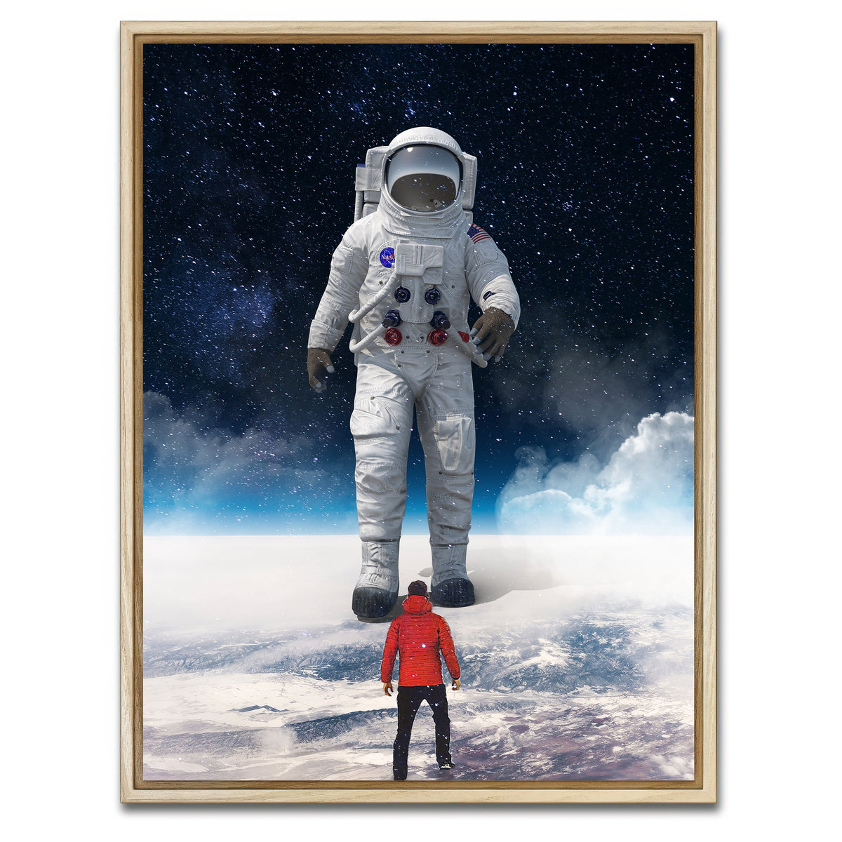 AUTO-MOCKUP WHITE | Astronaut feet canvas art | 1 Piece | Natural Framed Canvas | group=3x4