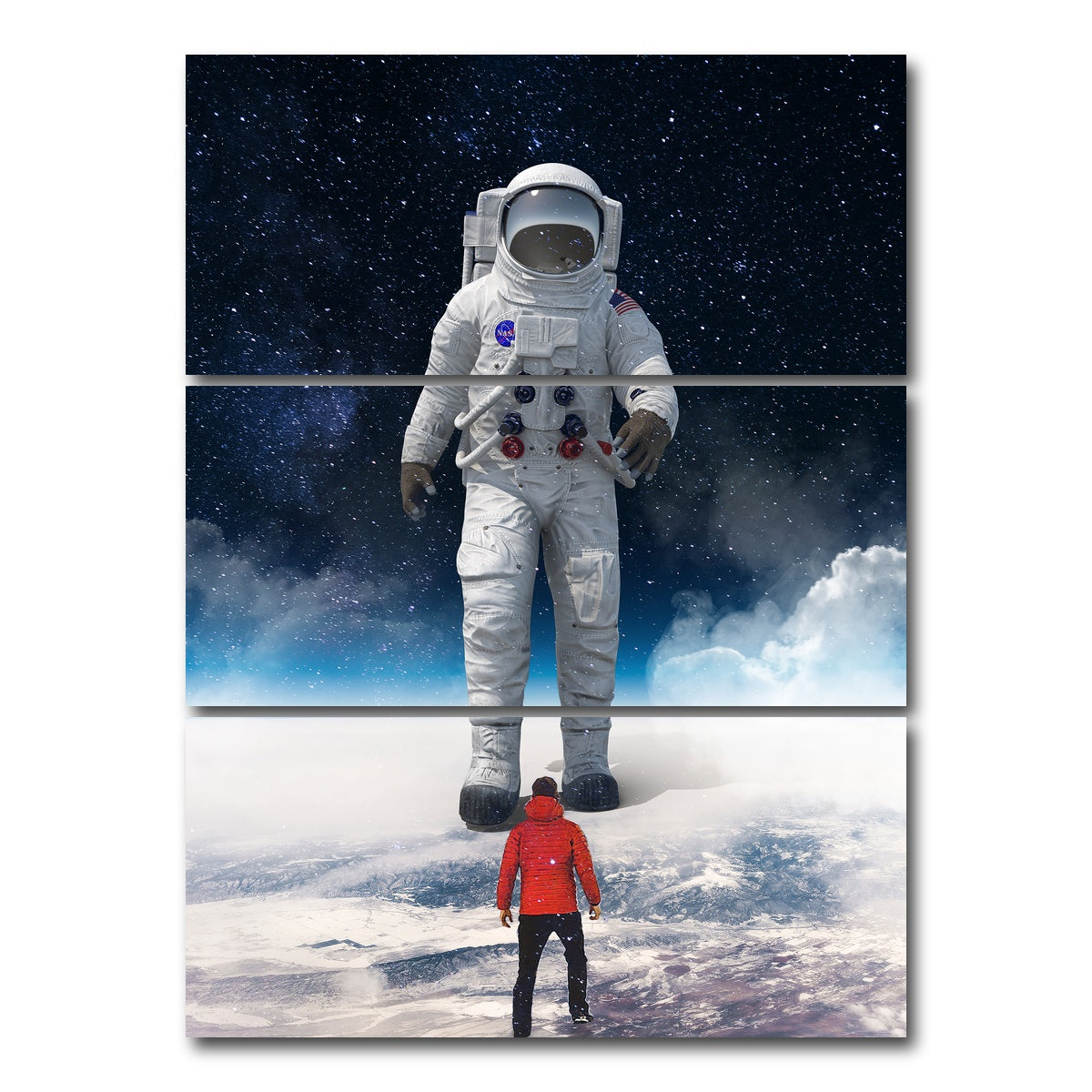 AUTO-MOCKUP WHITE | Astronaut feet canvas art | 3 Piece | Gallery Wrap Canvas | group=8x18_stacked