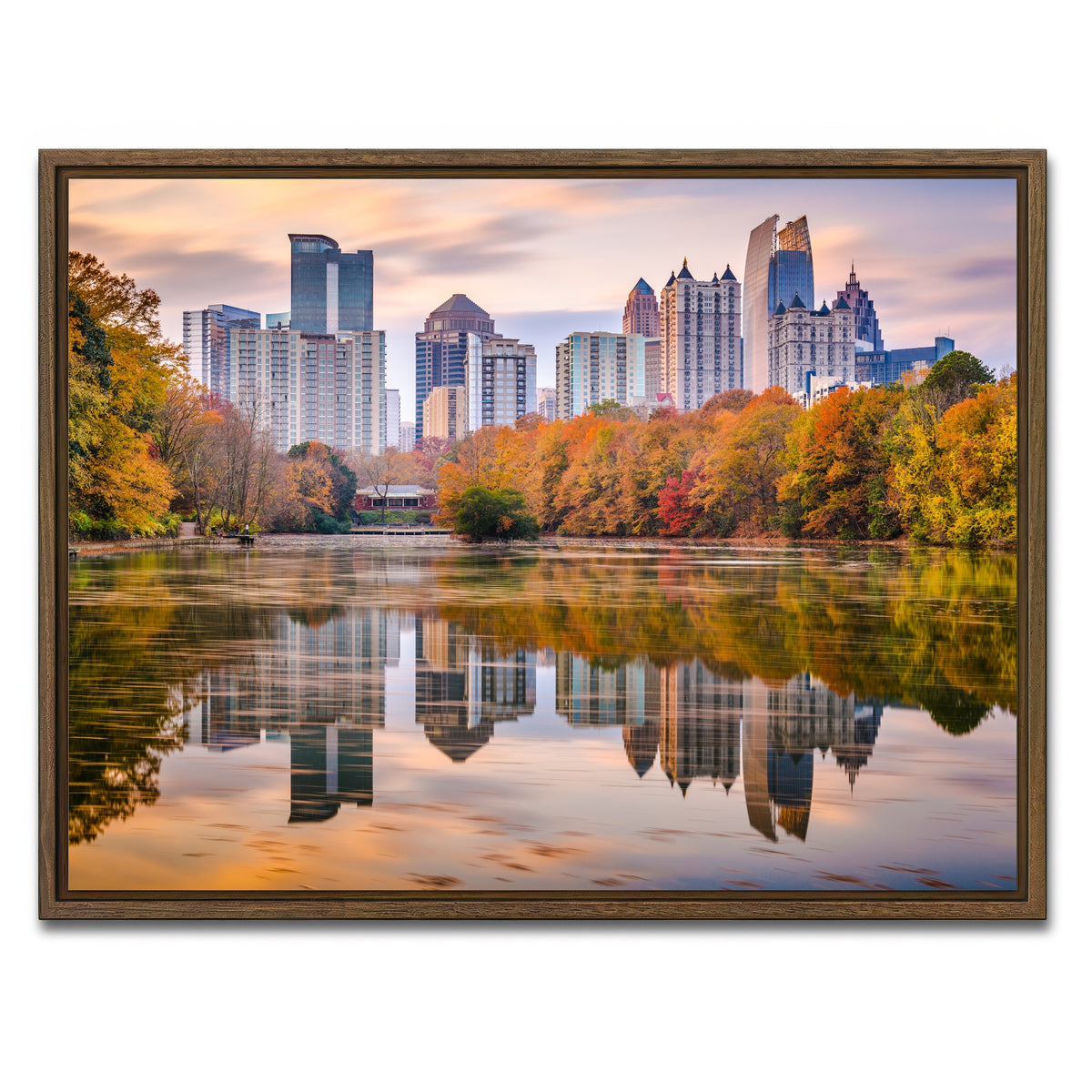AUTO-MOCKUP WHITE | Atlanta From The Park | 1 Piece | Walnut Framed Canvas | group=4x3