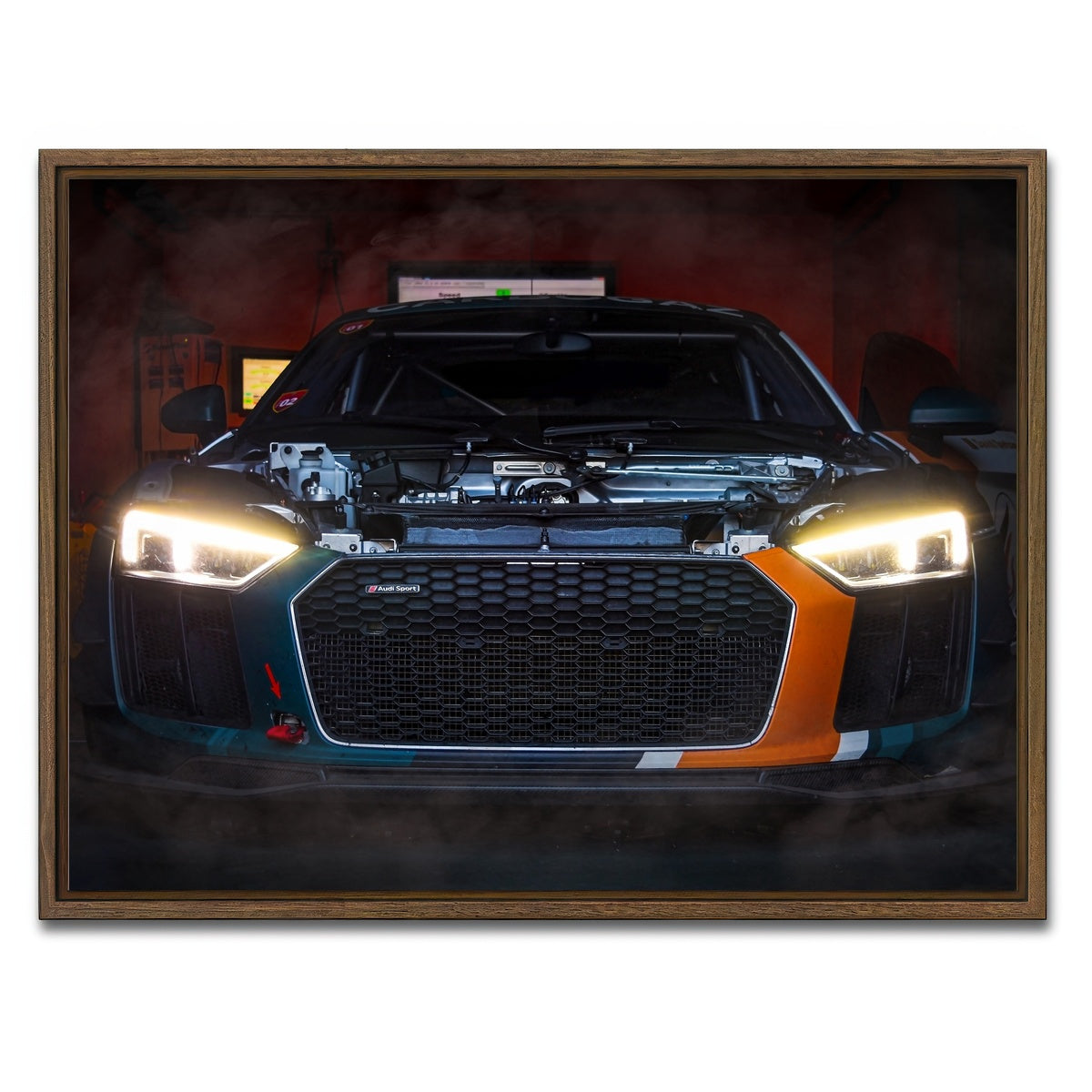 AUTO-MOCKUP WHITE | Audi R8 Racing | 1 Piece | Walnut Framed Canvas | group=4x3
