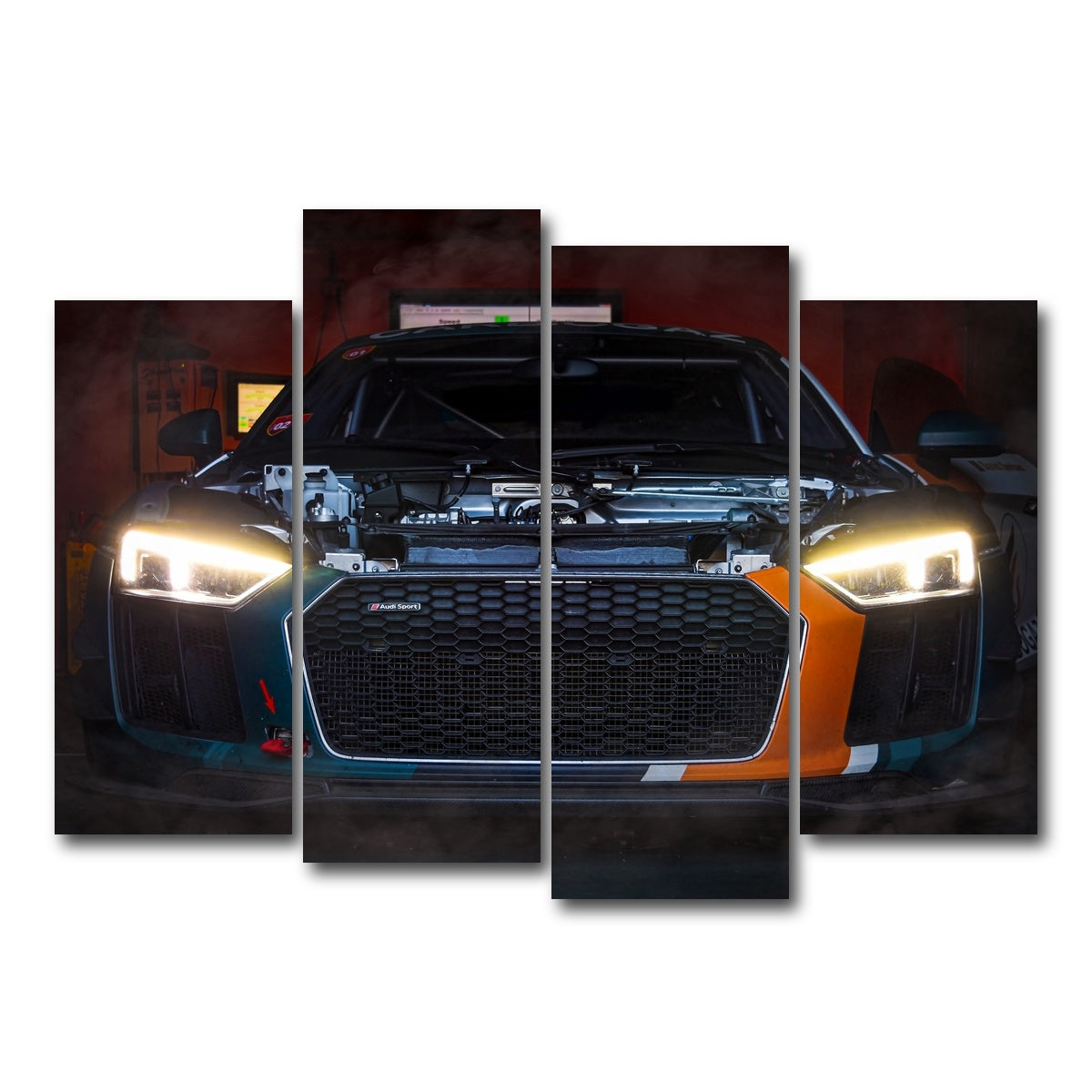 AUTO-MOCKUP WHITE | Audi R8 Racing | 4 Piece | Gallery Wrap Canvas | group=4_normal