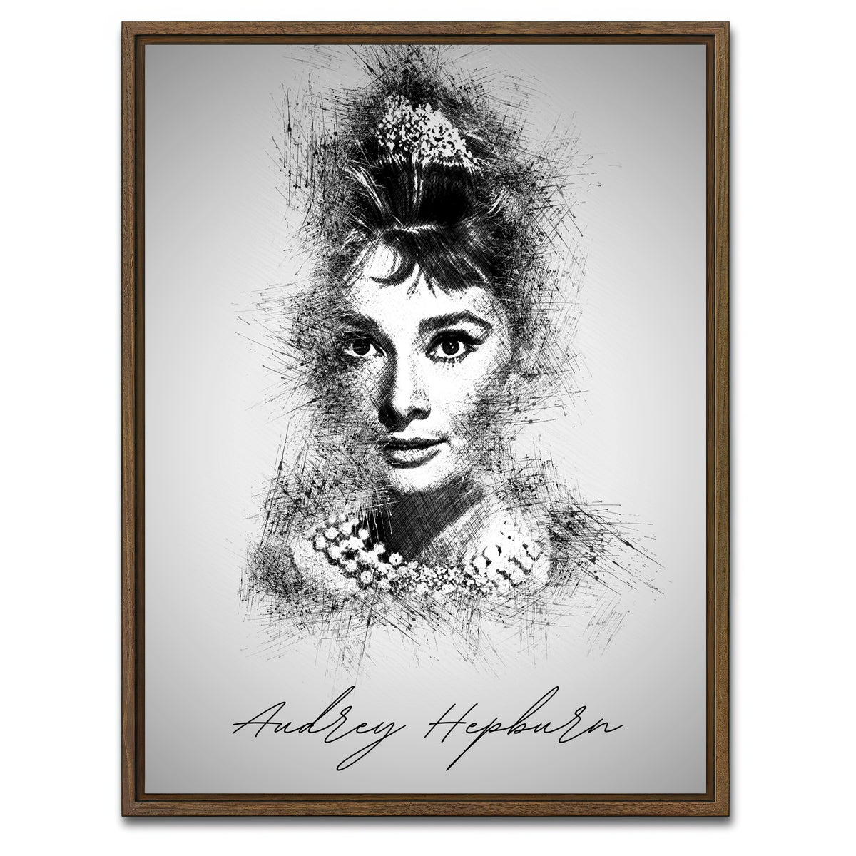 AUTO-MOCKUP WHITE | Audrey Hepburn | 1 Piece | Walnut Framed Canvas | group=3x4