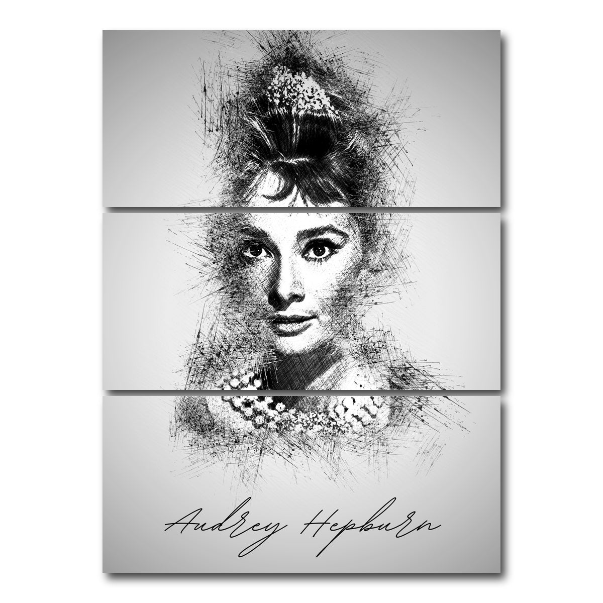 AUTO-MOCKUP WHITE | Audrey Hepburn | 3 Piece | Gallery Wrap Canvas | group=8x18_stacked