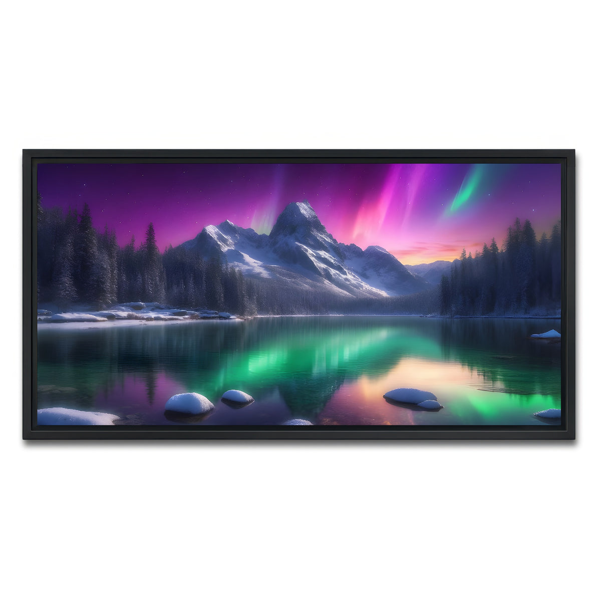 AUTO-MOCKUP WHITE | Aurora Mountain | 1 Piece | Black Framed Canvas | group=2x1