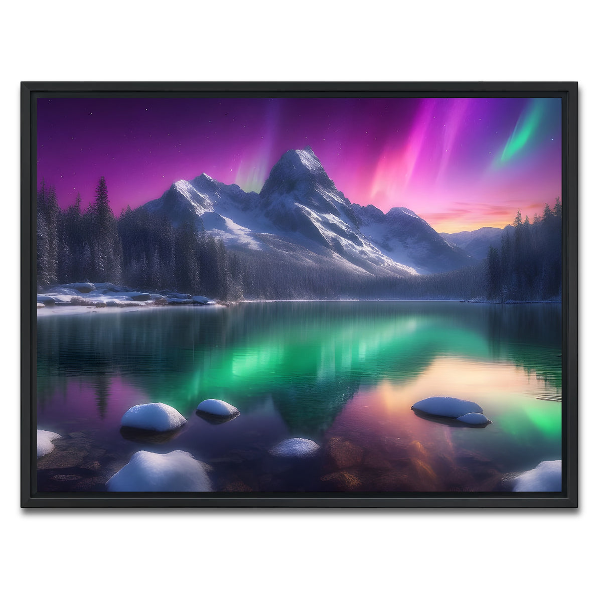 AUTO-MOCKUP WHITE | Aurora Mountain | 1 Piece | Black Framed Canvas | group=4x3