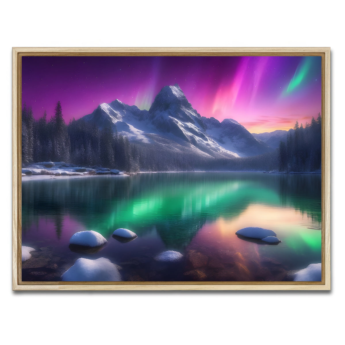 AUTO-MOCKUP WHITE | Aurora Mountain | 1 Piece | Natural Framed Canvas | group=4x3
