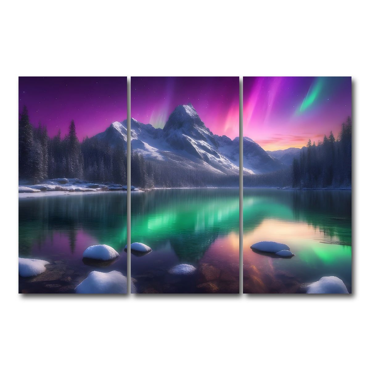 AUTO-MOCKUP WHITE | Aurora Mountain | 3 Piece | Gallery Wrap Canvas | group=12x24
