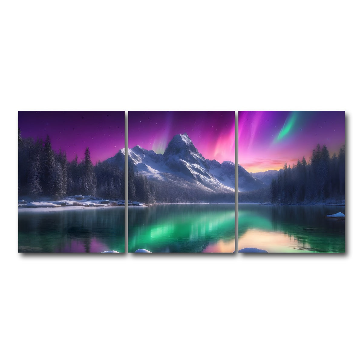 AUTO-MOCKUP WHITE | Aurora Mountain | 3 Piece | Gallery Wrap Canvas | group=18x24