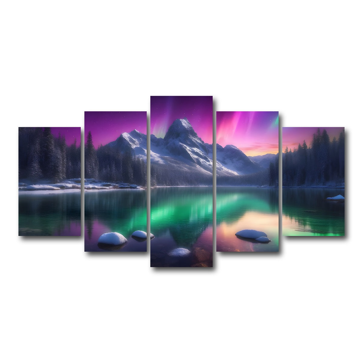 AUTO-MOCKUP WHITE | Aurora Mountain | 5 Piece | Gallery Wrap Canvas | group=5_normal