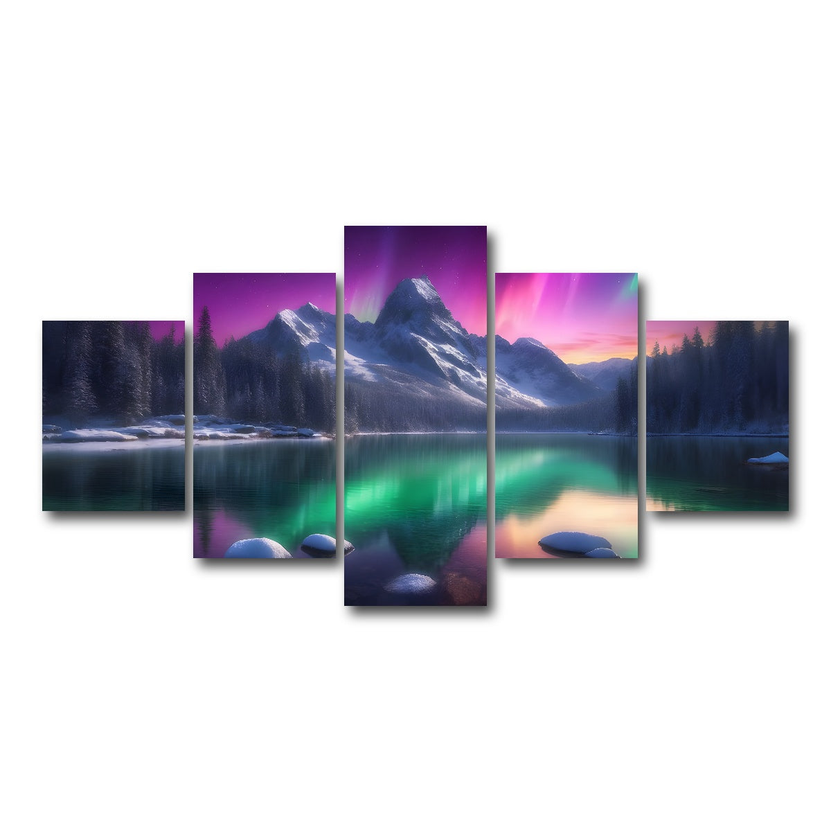 AUTO-MOCKUP WHITE | Aurora Mountain | 5 Piece | Gallery Wrap Canvas | group=5_short