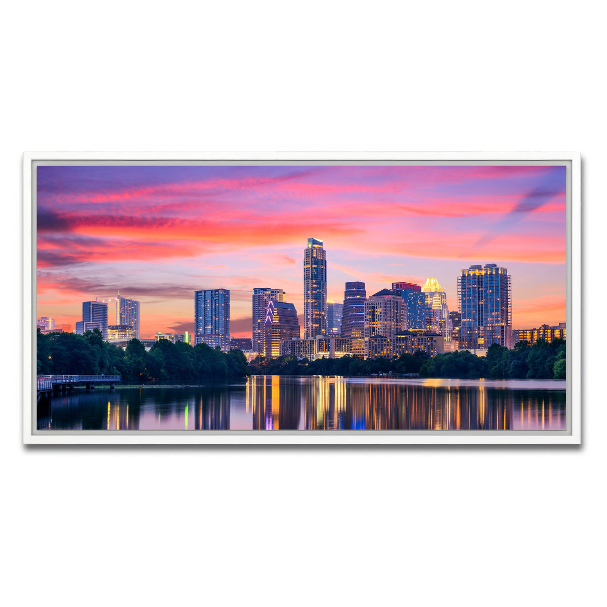 AUTO-MOCKUP WHITE | Austin At Night | 1 Piece | White Framed Canvas | group=2x1