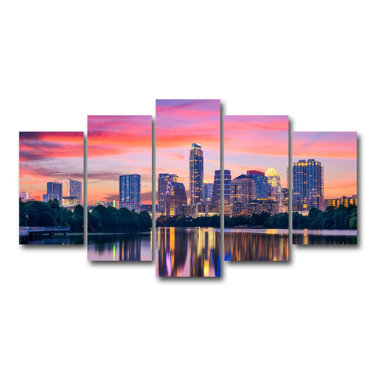 AUTO-MOCKUP WHITE | Austin At Night | 5 Piece | Gallery Wrap Canvas | group=5_normal