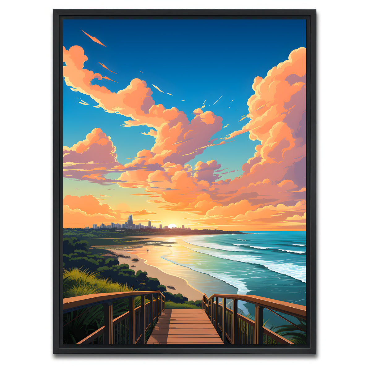 AUTO-MOCKUP WHITE | Australia - Gold Coast beach | 1 Piece | Black Framed Canvas | group=3x4