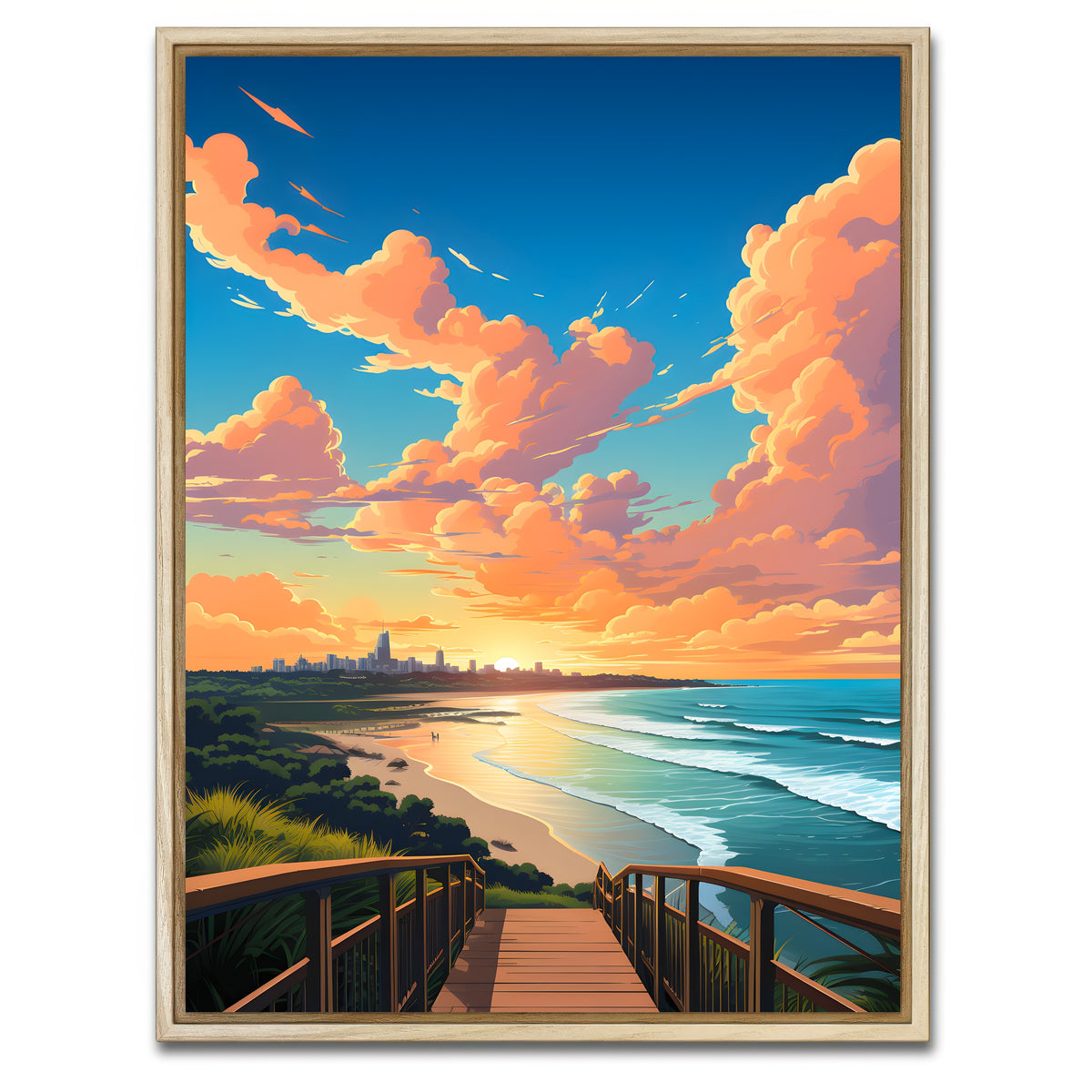 AUTO-MOCKUP WHITE | Australia - Gold Coast beach | 1 Piece | Natural Framed Canvas | group=3x4