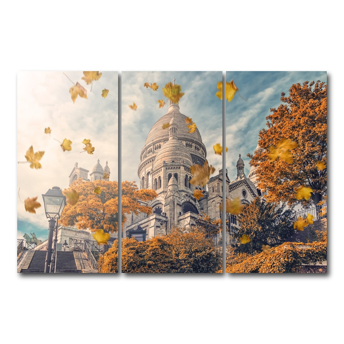 AUTO-MOCKUP WHITE | Autumn In Montmartre | 3 Piece | Gallery Wrap Canvas | group=12x24