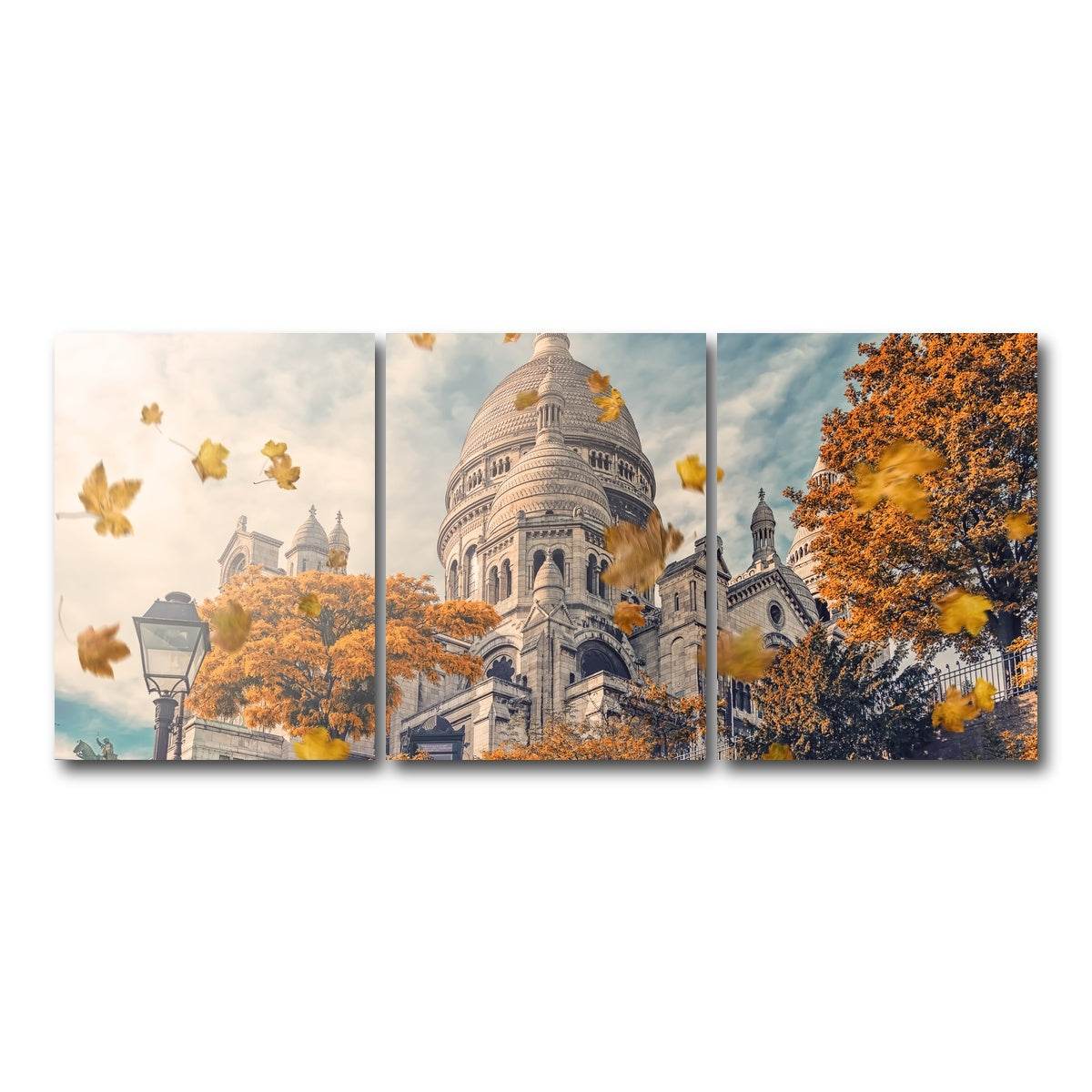 AUTO-MOCKUP WHITE | Autumn In Montmartre | 3 Piece | Gallery Wrap Canvas | group=18x24
