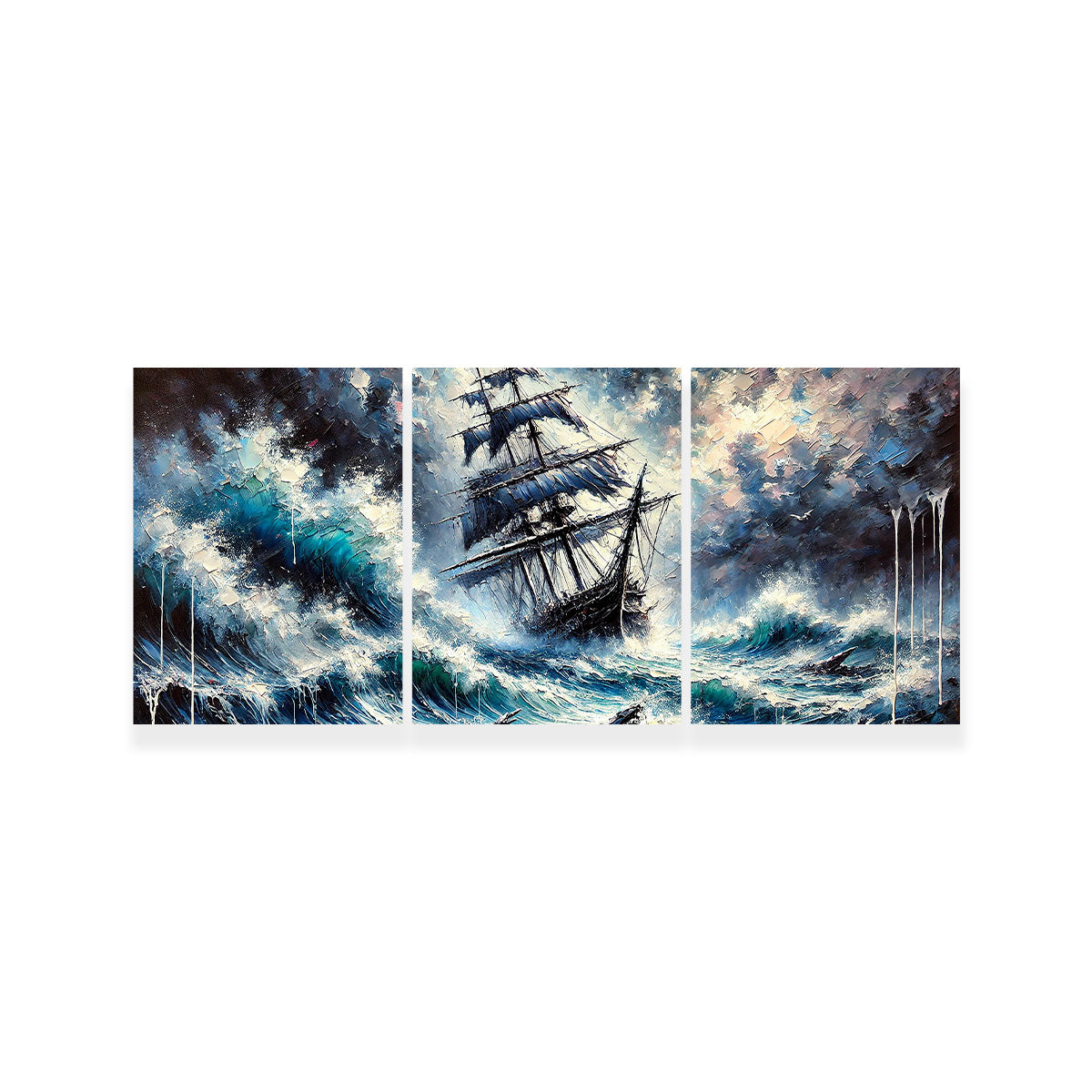Vintage Ship Oil Painting Wall Art