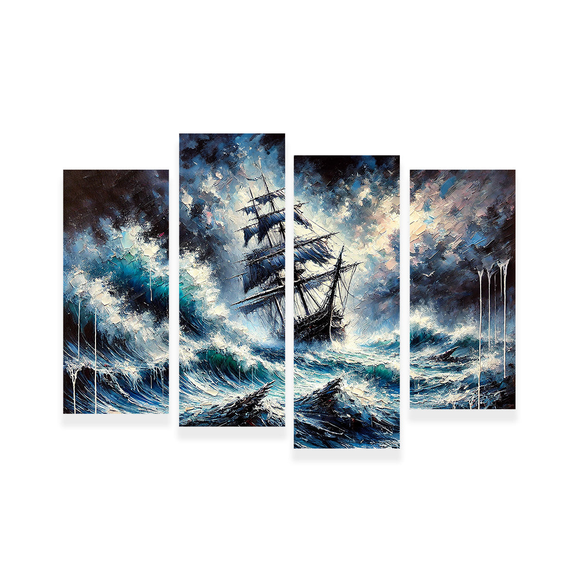 Vintage Ship Oil Painting Wall Art