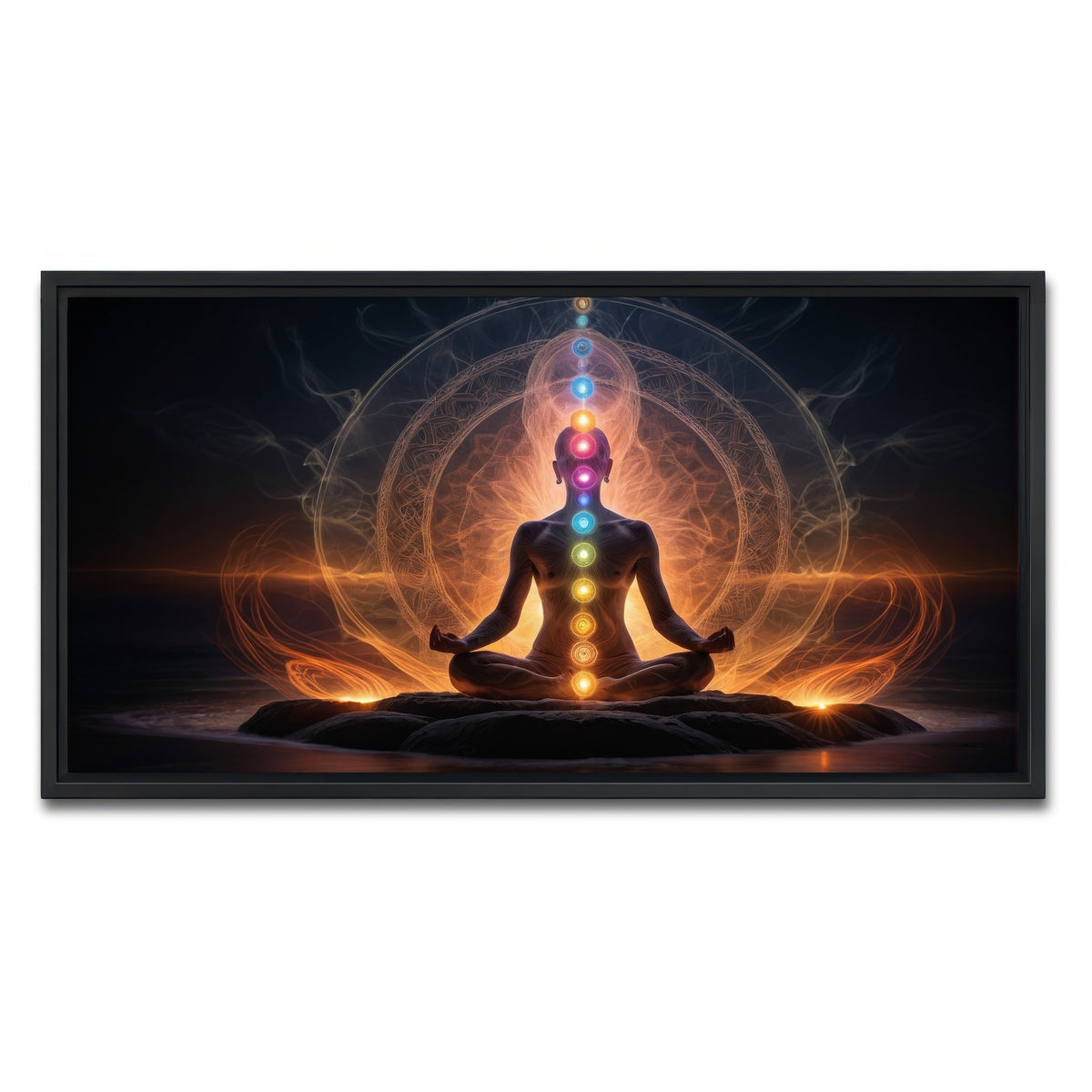 AUTO-MOCKUP WHITE | Awakening in meditation | 1 Piece | Black Framed Canvas | group=2x1
