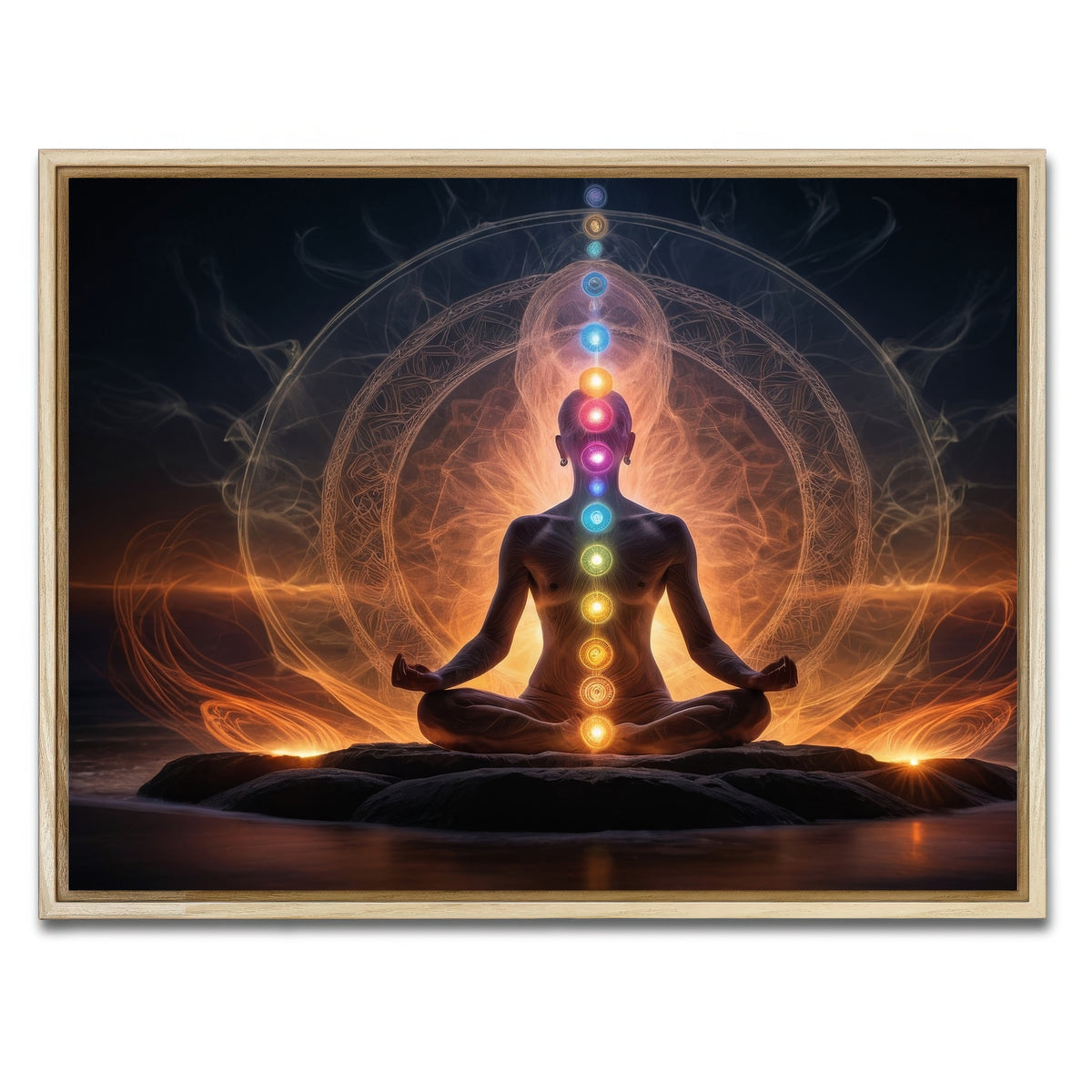 AUTO-MOCKUP WHITE | Awakening in meditation | 1 Piece | Natural Framed Canvas | group=4x3