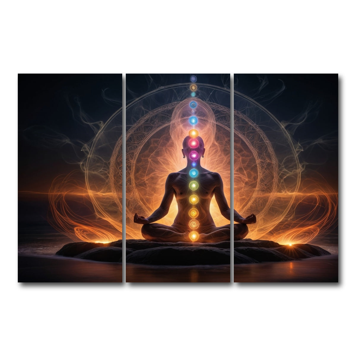 AUTO-MOCKUP WHITE | Awakening in meditation | 3 Piece | Gallery Wrap Canvas | group=12x24