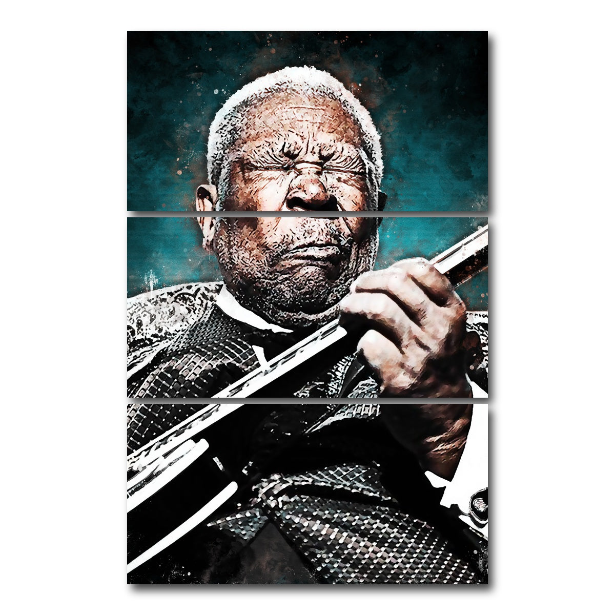 AUTO-MOCKUP WHITE | B.B. King | 3 Piece | Gallery Wrap Canvas | group=12x24_stacked