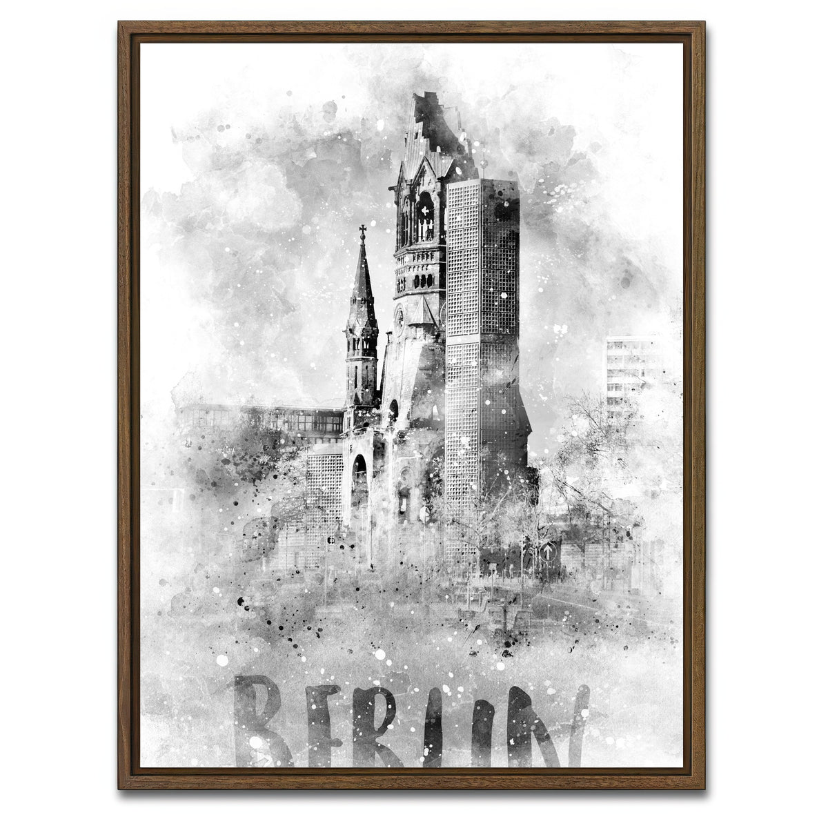 AUTO-MOCKUP WHITE | BERLIN Kaiser Wilhelm Memorial Church | 1 Piece | Walnut Framed Canvas | group=3x4