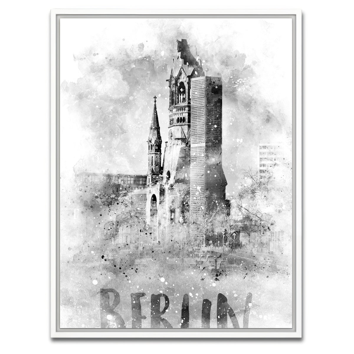 AUTO-MOCKUP WHITE | BERLIN Kaiser Wilhelm Memorial Church | 1 Piece | White Framed Canvas | group=3x4