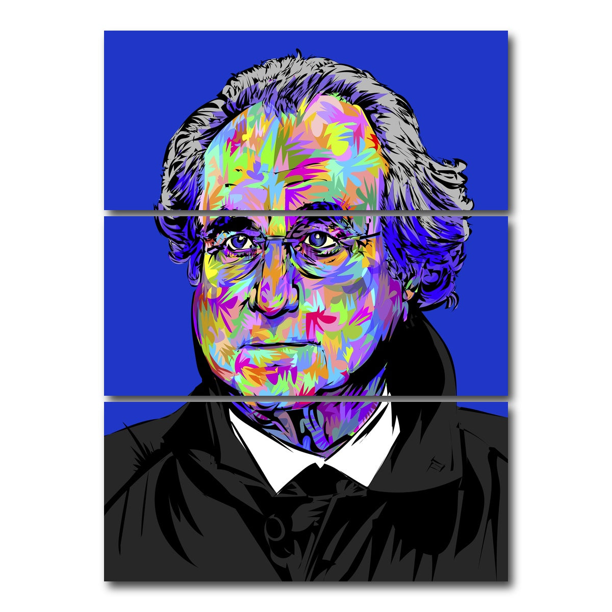 AUTO-MOCKUP WHITE | BERNIE MADOFF | 3 Piece | Gallery Wrap Canvas | group=8x18_stacked