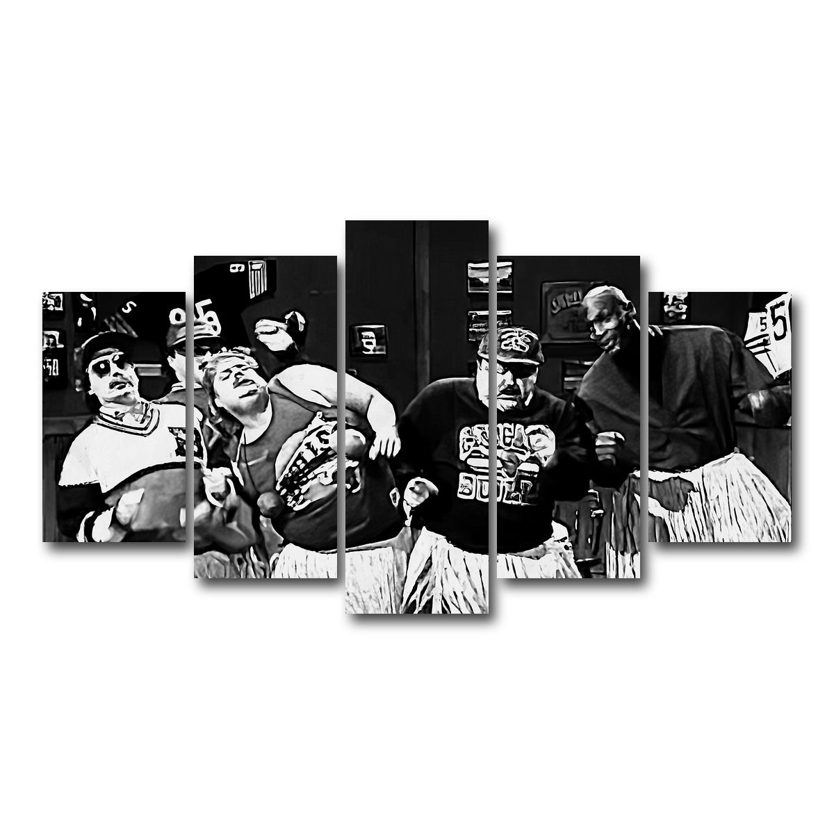 AUTO-MOCKUP WHITE | BILL SWERSKI & JORDAN Grayscale | 5 Piece | Gallery Wrap Canvas | group=5_normal