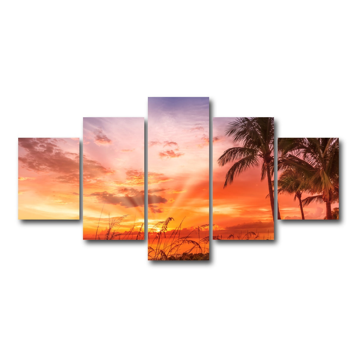 AUTO-MOCKUP WHITE | BONITA BEACH Lovely Sunset | 5 Piece | Gallery Wrap Canvas | group=5_short