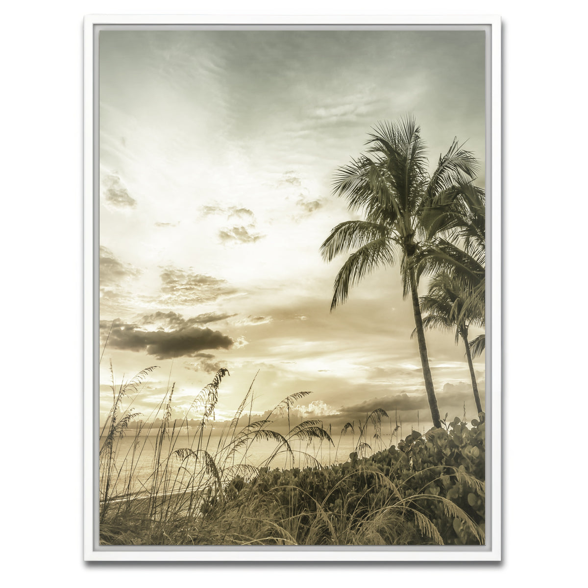 AUTO-MOCKUP WHITE | BONITA BEACH Vintage Sunset | 1 Piece | White Framed Canvas | group=3x4