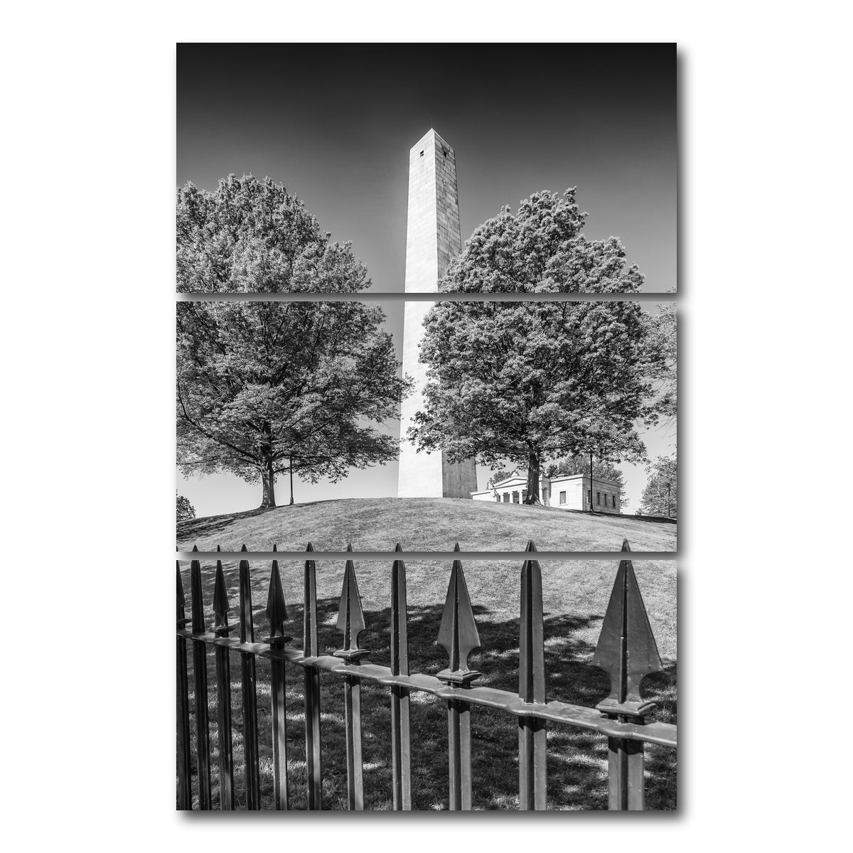 AUTO-MOCKUP WHITE | BOSTON Bunker Hill Monument | 3 Piece | Gallery Wrap Canvas | group=12x24_stacked
