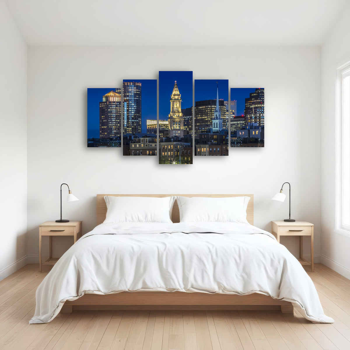 AUTO-MOCKUP ROOM | BOSTON Evening Skyline of North End & Financial District