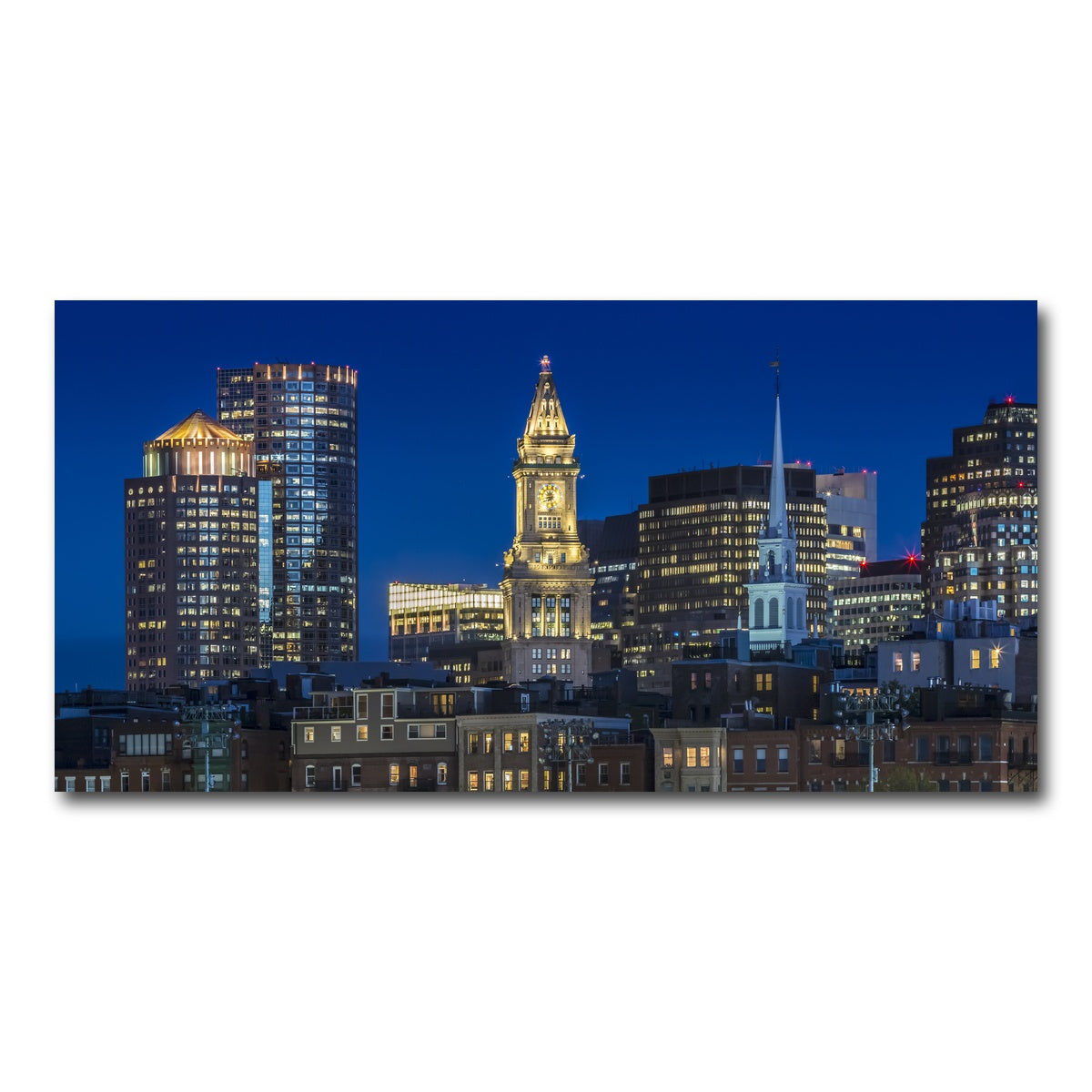 AUTO-MOCKUP WHITE | BOSTON Evening Skyline of North End & Financial District | 1 Piece | Gallery Wrap Canvas | group=2x1