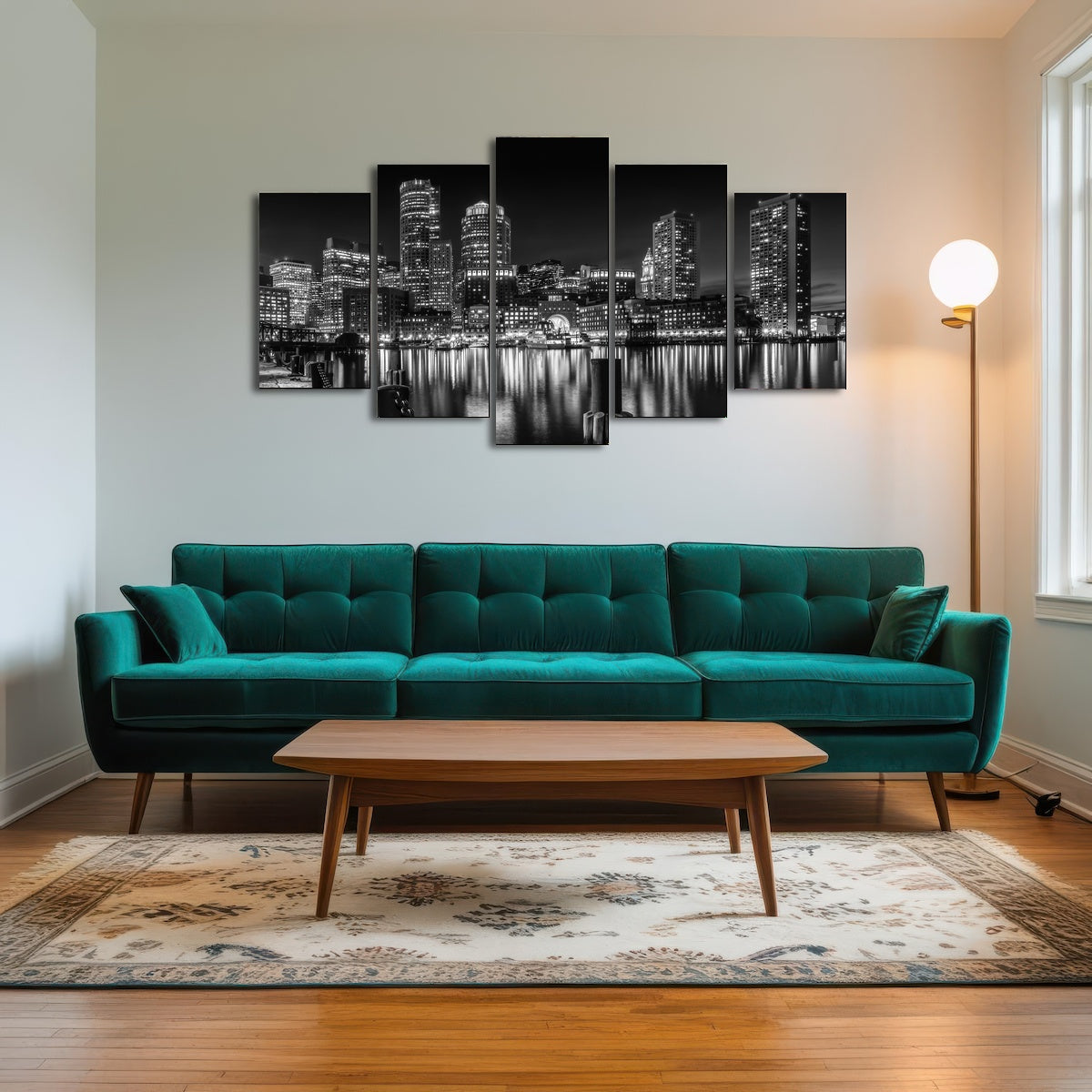 AUTO-MOCKUP ROOM | BOSTON Monochrome Skyline Night