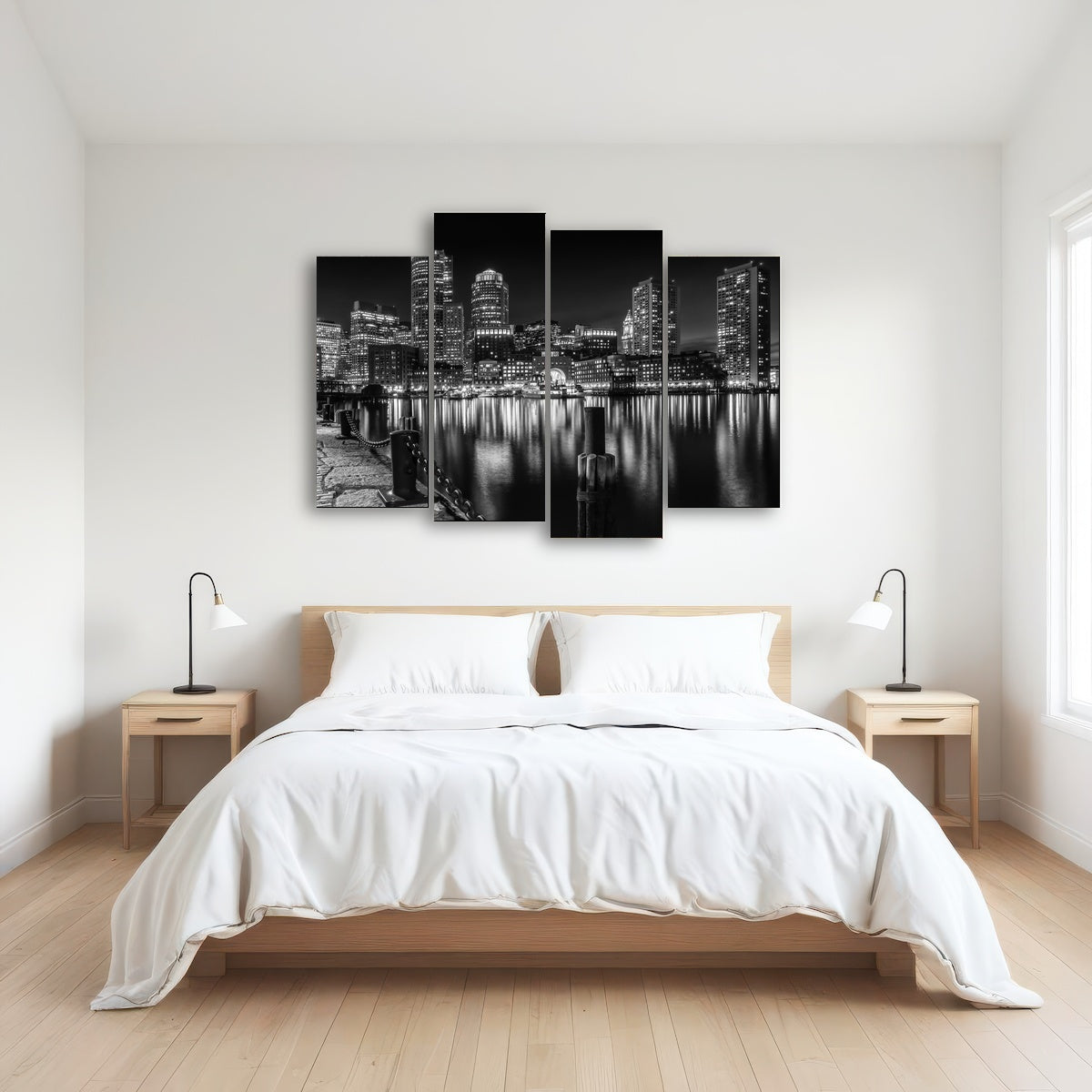 AUTO-MOCKUP ROOM | BOSTON Monochrome Skyline Night