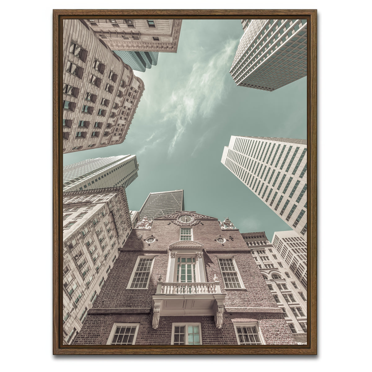 AUTO-MOCKUP WHITE | BOSTON Old State House | 1 Piece | Walnut Framed Canvas | group=3x4