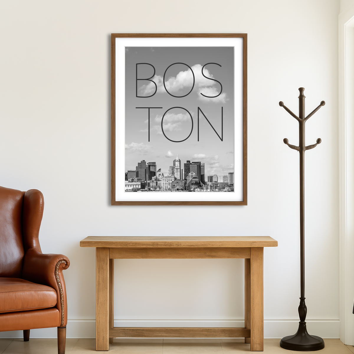 AUTO-MOCKUP ROOM | Boston Skyline Financial District Wall Art