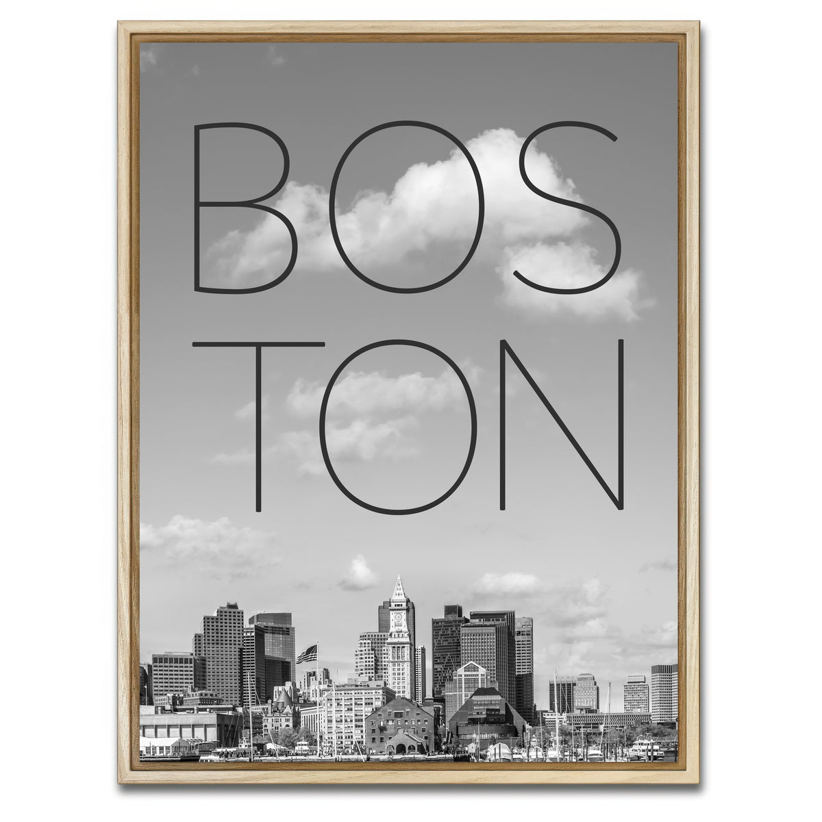 AUTO-MOCKUP WHITE | BOSTON Skyline Financial District | 1 Piece | Natural Framed Canvas | group=3x4