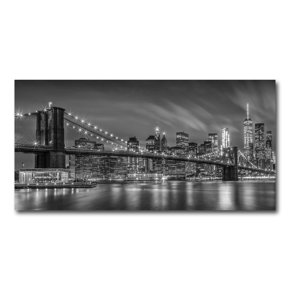 AUTO-MOCKUP WHITE | BROOKLYN BRIDGE Monochrome | 1 Piece | Gallery Wrap Canvas | group=2x1