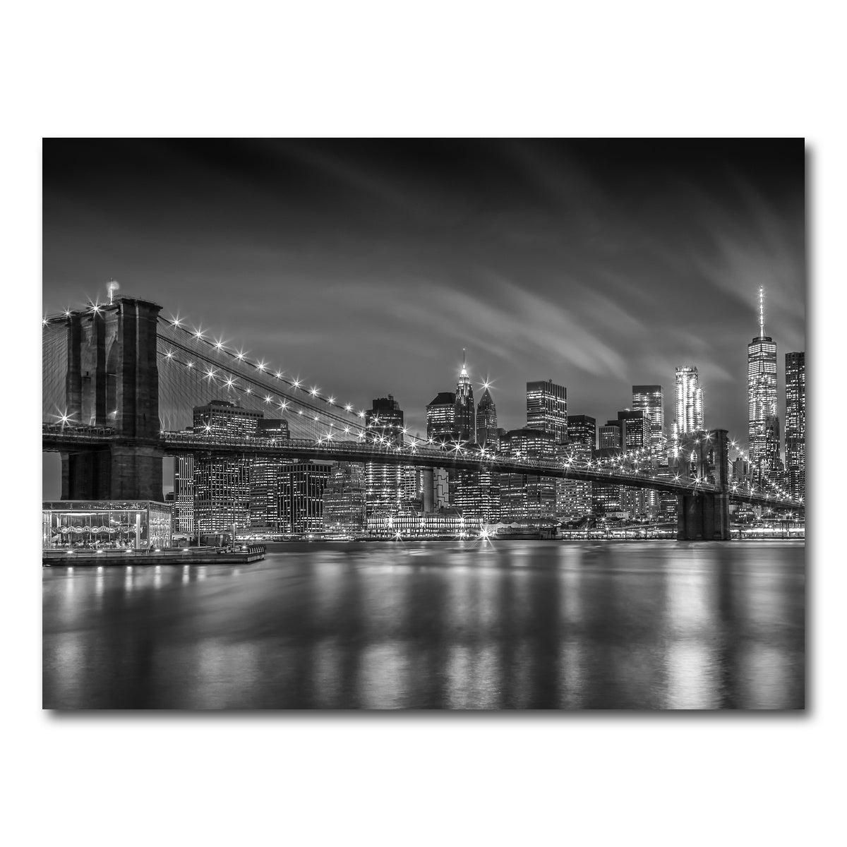 AUTO-MOCKUP WHITE | BROOKLYN BRIDGE Monochrome | 1 Piece | Gallery Wrap Canvas | group=4x3