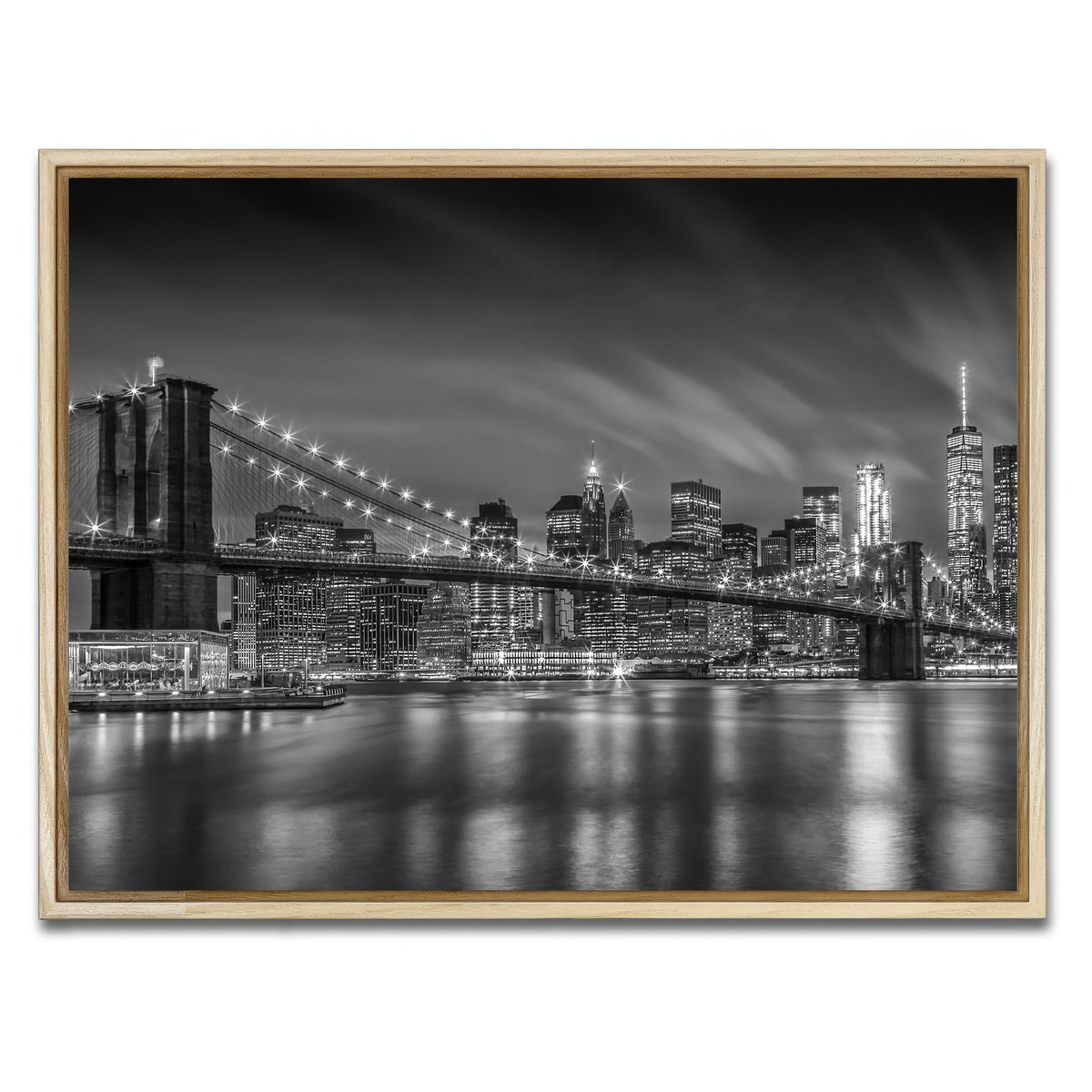 AUTO-MOCKUP WHITE | BROOKLYN BRIDGE Monochrome | 1 Piece | Natural Framed Canvas | group=4x3