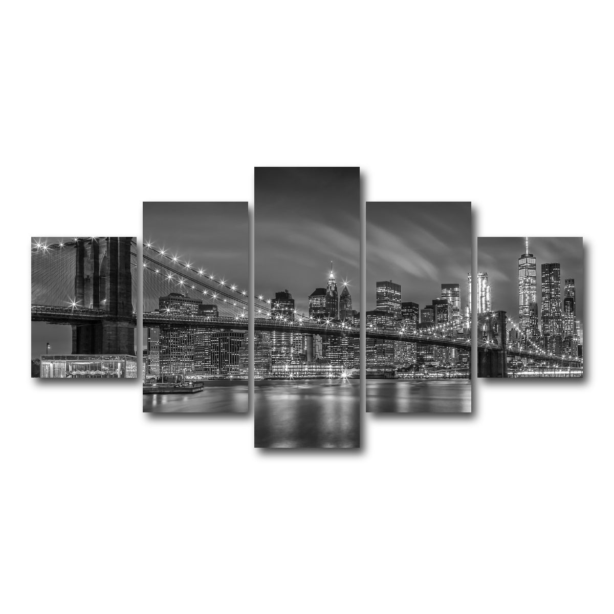 AUTO-MOCKUP WHITE | BROOKLYN BRIDGE Monochrome | 5 Piece | Gallery Wrap Canvas | group=5_short