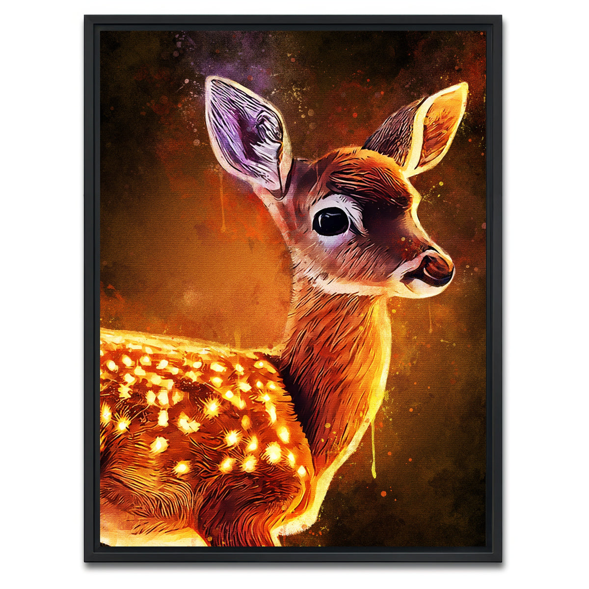 AUTO-MOCKUP WHITE | Baby Fawn Painting | 1 Piece | Black Framed Canvas | group=3x4