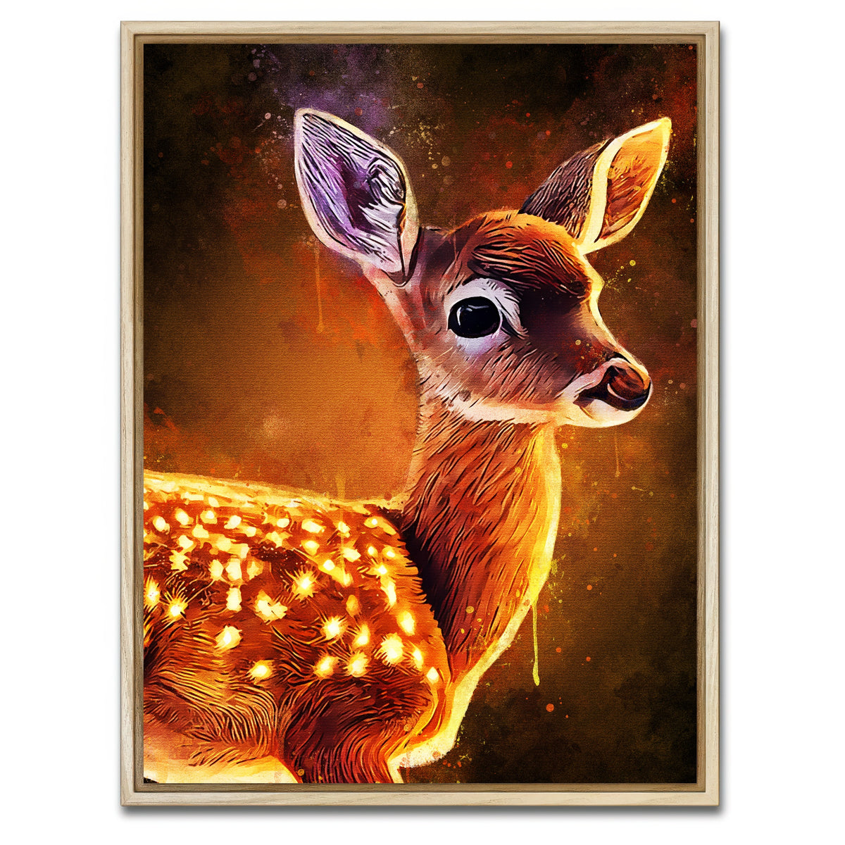 AUTO-MOCKUP WHITE | Baby Fawn Painting | 1 Piece | Natural Framed Canvas | group=3x4