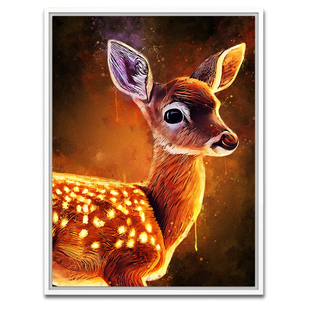 AUTO-MOCKUP WHITE | Baby Fawn Painting | 1 Piece | White Framed Canvas | group=3x4