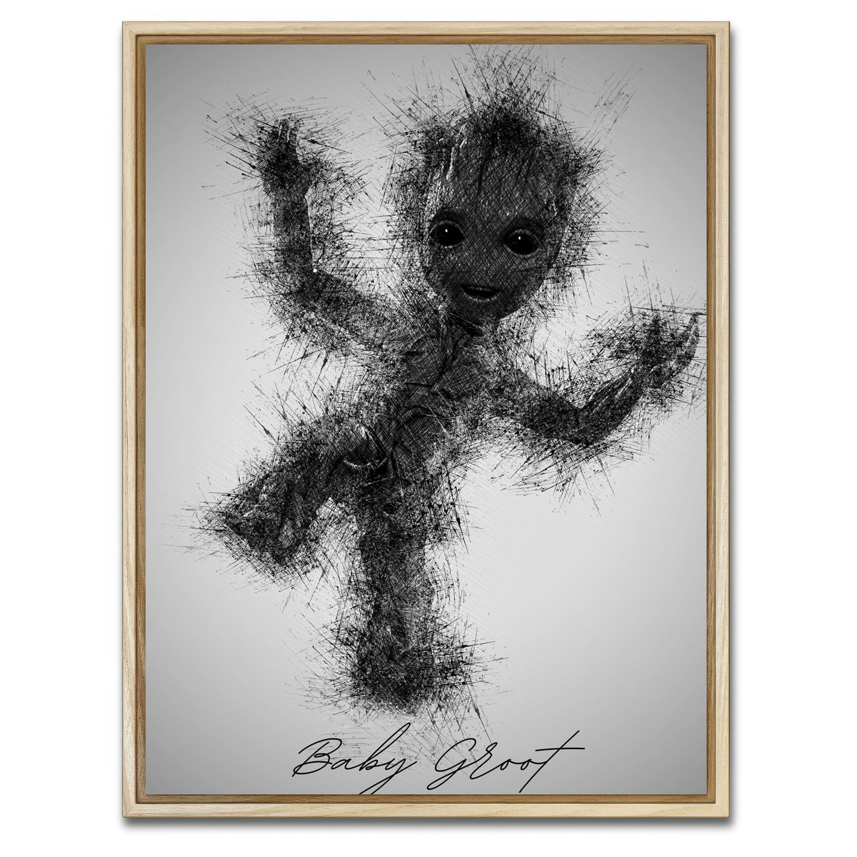 AUTO-MOCKUP WHITE | Baby Groot | 1 Piece | Natural Framed Canvas | group=3x4