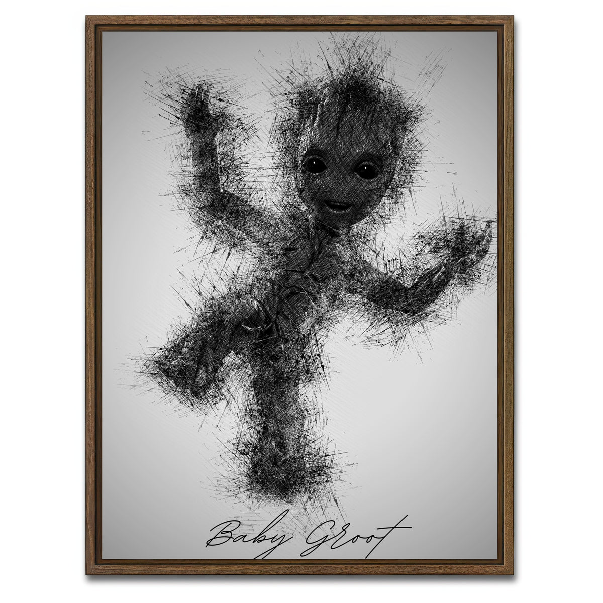 AUTO-MOCKUP WHITE | Baby Groot | 1 Piece | Walnut Framed Canvas | group=3x4