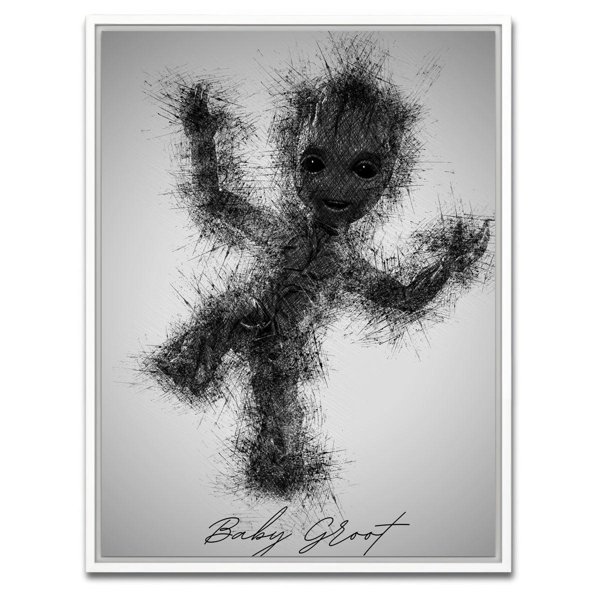 AUTO-MOCKUP WHITE | Baby Groot | 1 Piece | White Framed Canvas | group=3x4